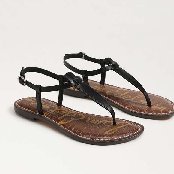 🌻 Sam Edelman Black leather Gigi Thong Sandal Size 6.5 {read notes} - Picture 1 of 10